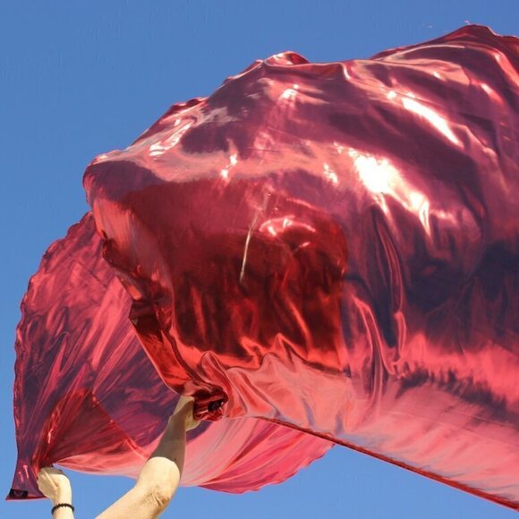 In the Mighty Name of Jesus Power Fire Metallic Flowy Worship Flags Set of 2 - Picture 5 of 8